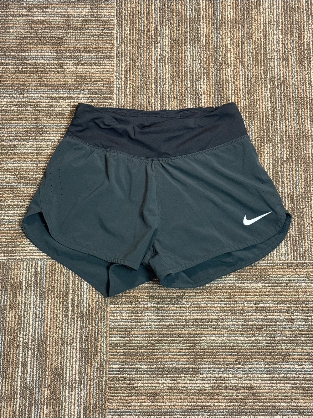 Nike Women's Black Athletic Running Shorts with White Swoosh